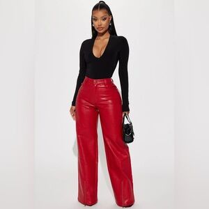 Size XL Red Faux Leather Pants